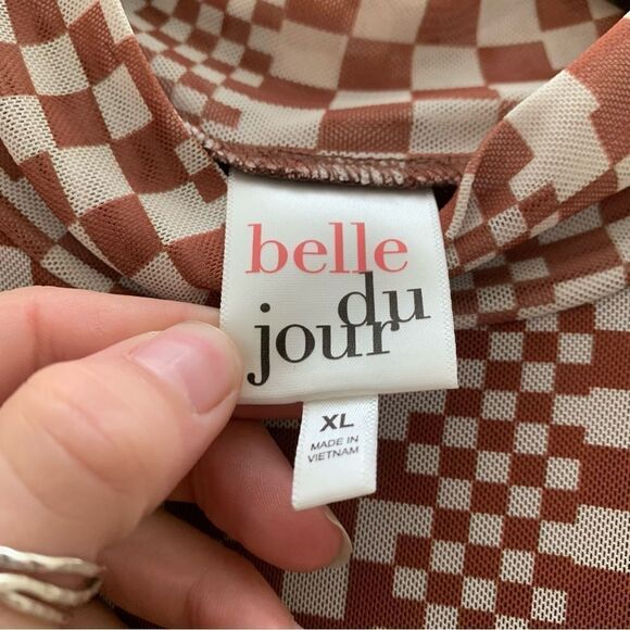 Belle du Jour Checkered Blouse size large - Picture 2 of 6